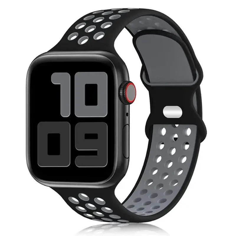 Siliconen Smartwatch Bandje - Ademend Sportbandje met Dubbele Kleuren voor 38mm tot 49mm Horloges Unisex | Sansoti