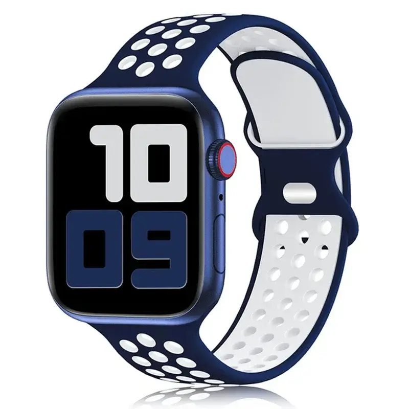 Siliconen Smartwatch Bandje - Ademend Sportbandje met Dubbele Kleuren voor 38mm tot 49mm Horloges Unisex | Sansoti