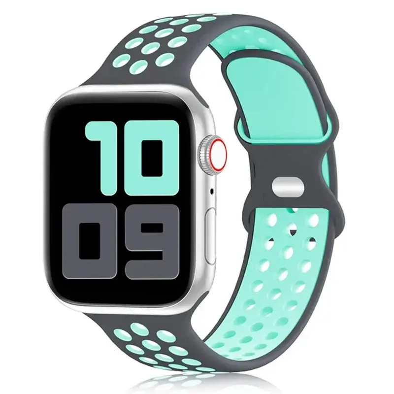 Siliconen Smartwatch Bandje - Ademend Sportbandje met Dubbele Kleuren voor 38mm tot 49mm Horloges Unisex | Sansoti