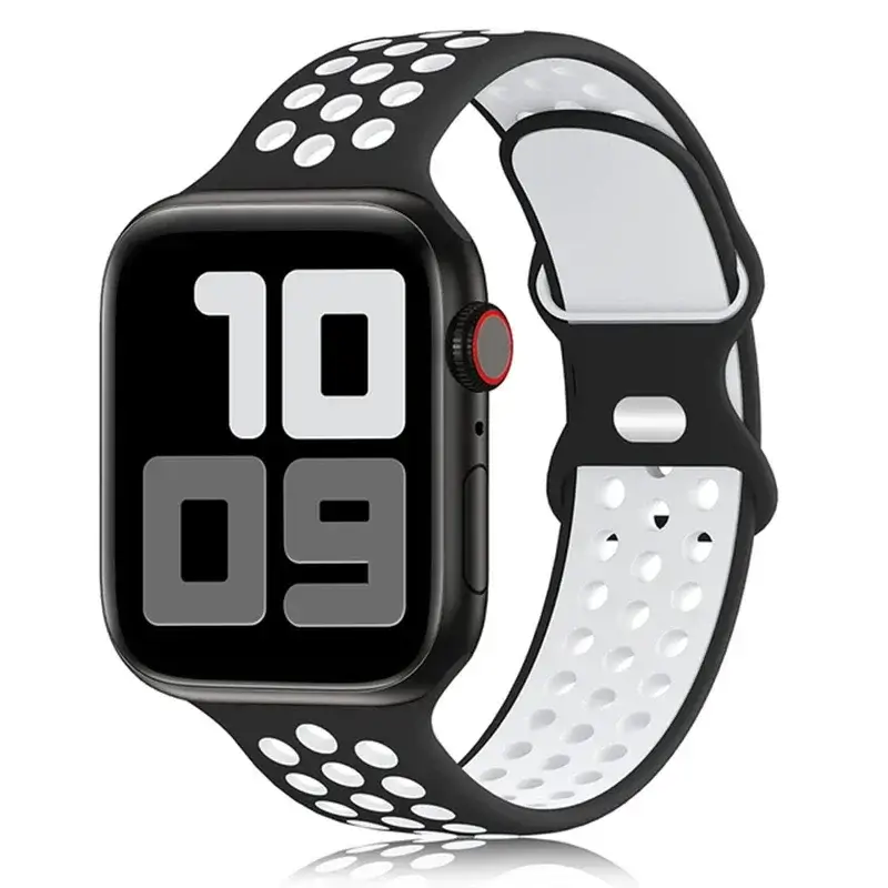 Siliconen Smartwatch Bandje - Ademend Sportbandje met Dubbele Kleuren voor 38mm tot 49mm Horloges Unisex | Sansoti