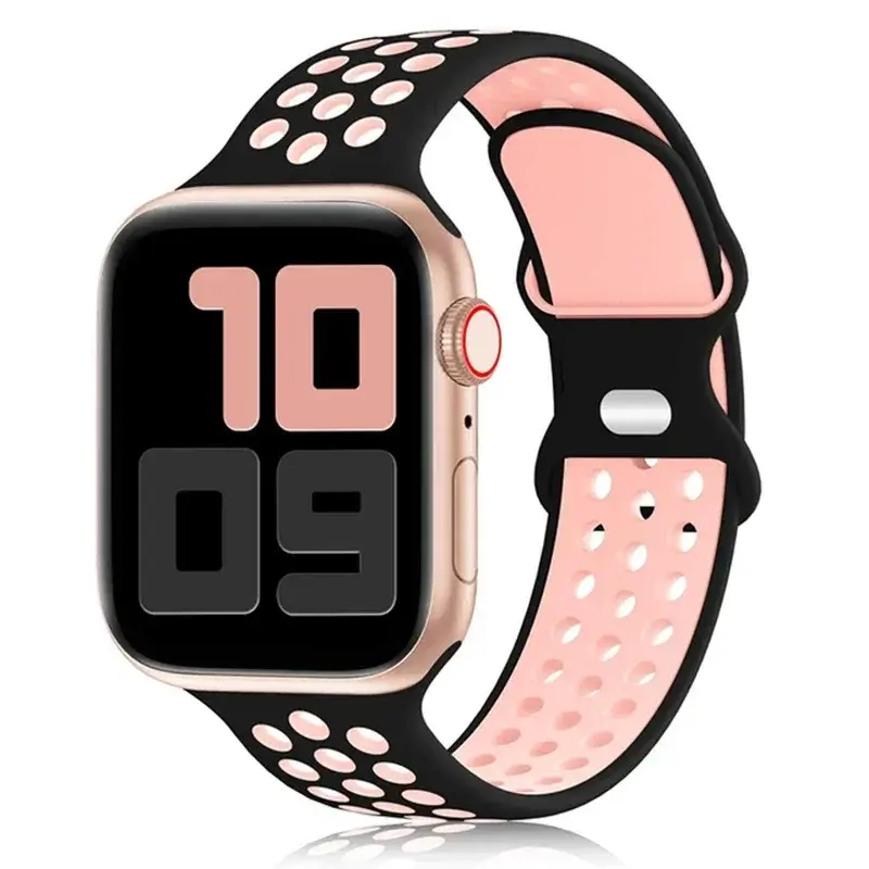 Siliconen Smartwatch Bandje - Ademend Sportbandje met Dubbele Kleuren voor 38mm tot 49mm Horloges Unisex | Sansoti