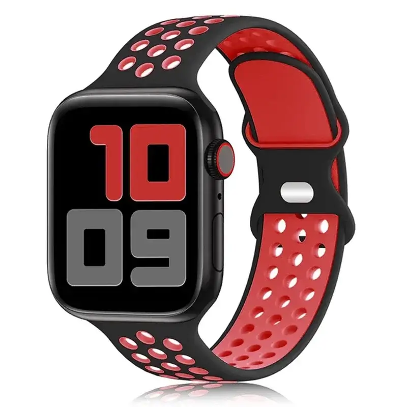 Siliconen Smartwatch Bandje - Ademend Sportbandje met Dubbele Kleuren voor 38mm tot 49mm Horloges Unisex | Sansoti