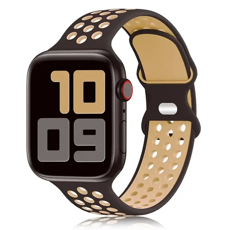 Siliconen Smartwatch Bandje - Ademend Sportbandje met Dubbele Kleuren voor 38mm tot 49mm Horloges Unisex | Sansoti