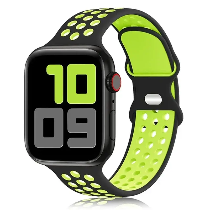 Siliconen Smartwatch Bandje - Ademend Sportbandje met Dubbele Kleuren voor 38mm tot 49mm Horloges Unisex | Sansoti