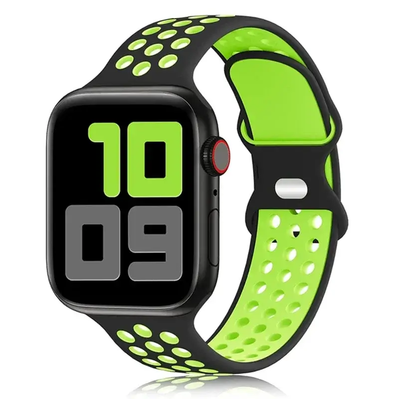 Siliconen Smartwatch Bandje - Ademend Sportbandje met Dubbele Kleuren voor 38mm tot 49mm Horloges Unisex | Sansoti