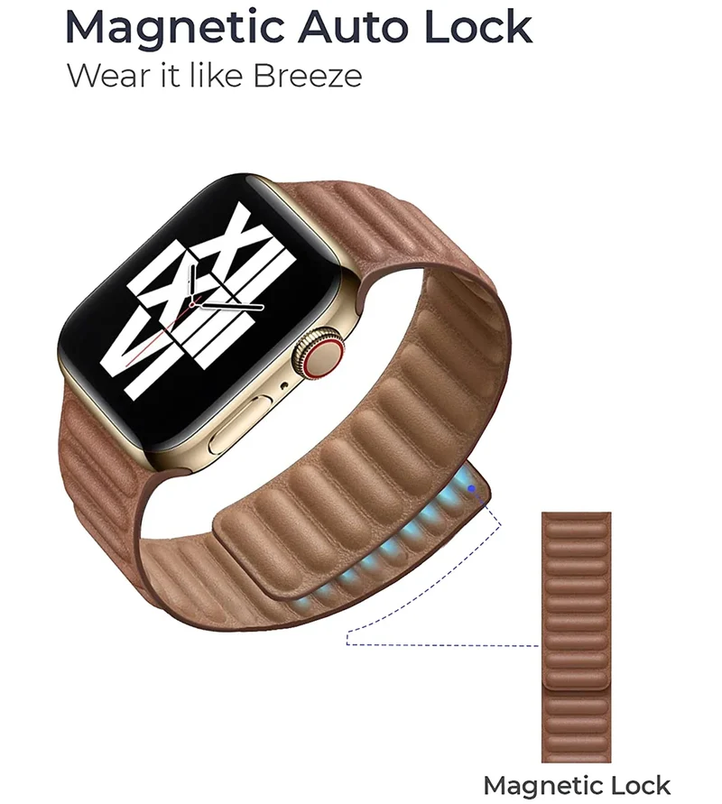 Leren Horlogeband met Magnetische Sluiting 38-49mm Verstelbaar Smartwatch Accessoire Polsband Stijlvol | Sansoti