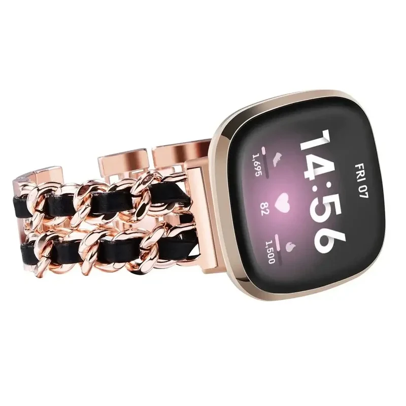 Leren Metalen Smartwatch Bandje met Verstelbare Sluiting Universeel Compatibel voor Fitness Sport Horloge | Sansoti