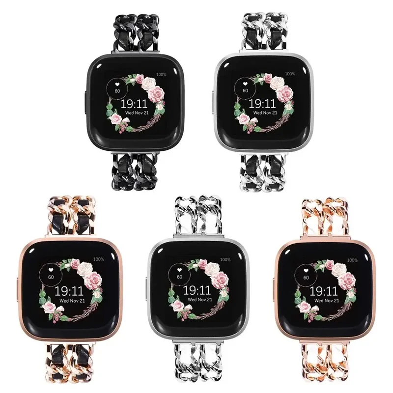 Leren Metalen Smartwatch Bandje met Verstelbare Sluiting Universeel Compatibel voor Fitness Sport Horloge | Sansoti