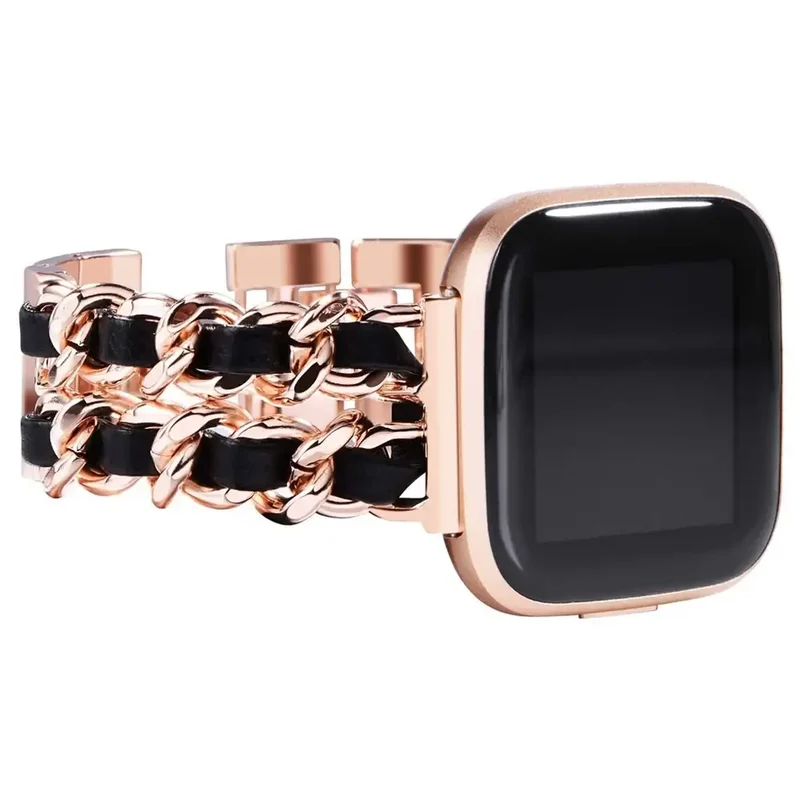 Leren Metalen Smartwatch Bandje met Verstelbare Sluiting Universeel Compatibel voor Fitness Sport Horloge | Sansoti