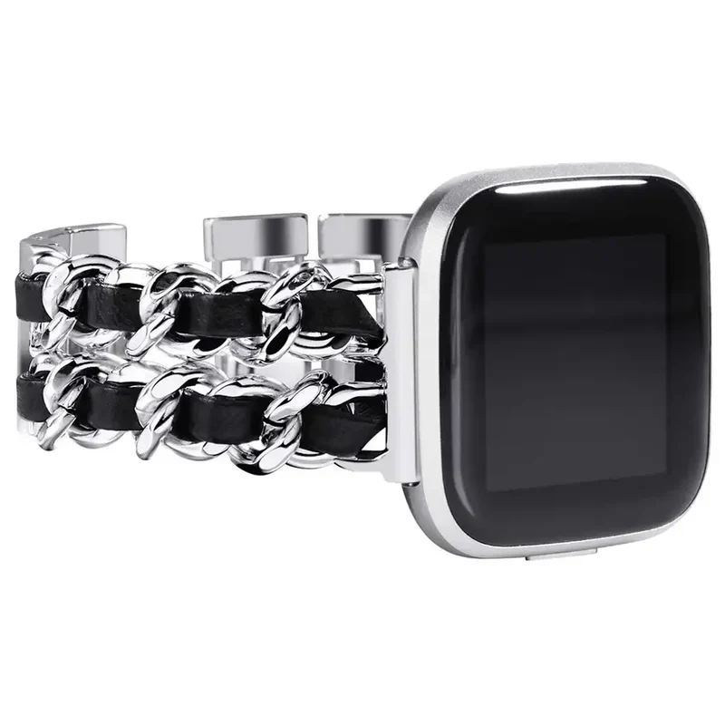 Leren Metalen Smartwatch Bandje met Verstelbare Sluiting Universeel Compatibel voor Fitness Sport Horloge | Sansoti