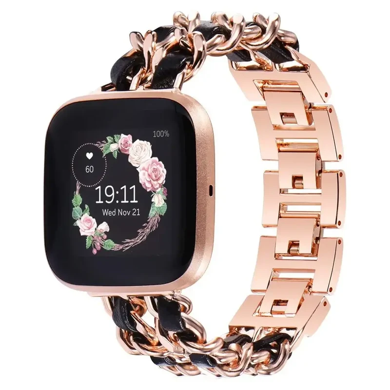 Leren Metalen Smartwatch Bandje met Verstelbare Sluiting Universeel Compatibel voor Fitness Sport Horloge | Sansoti