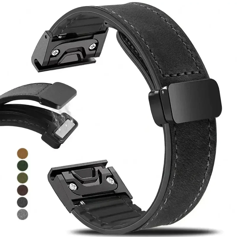 Leren Smartwatch Bandje met Magnetische Sluiting Snelwissel Systeem 20mm 22mm 26mm Polsband Universeel | Sansoti
