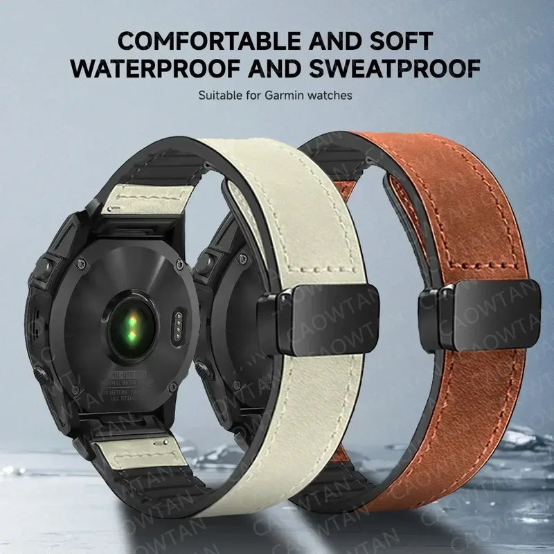 Leren Smartwatch Bandje met Magnetische Sluiting Snelwissel Systeem 20mm 22mm 26mm Polsband Universeel | Sansoti