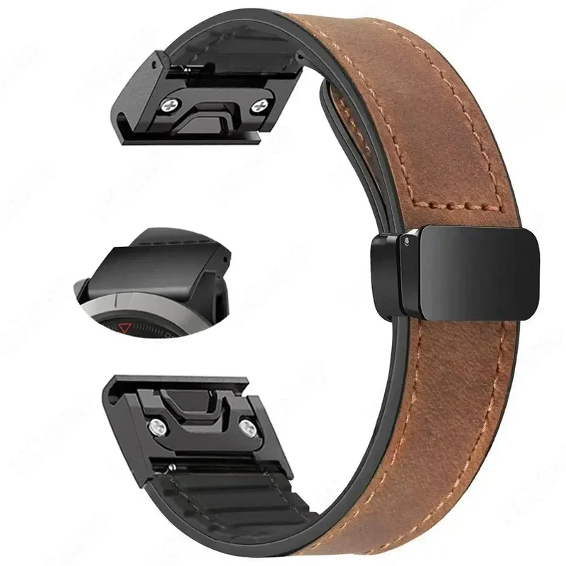 Leren Smartwatch Bandje met Magnetische Sluiting Snelwissel Systeem 20mm 22mm 26mm Polsband Universeel | Sansoti