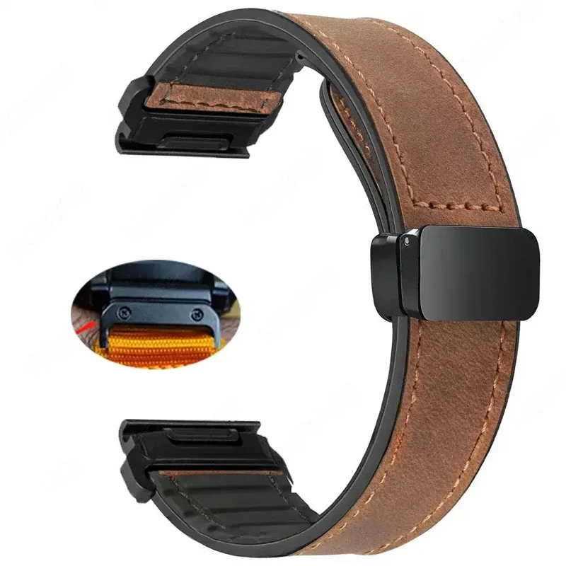 Leren Smartwatch Bandje met Magnetische Sluiting Snelwissel Systeem 20mm 22mm 26mm Polsband Universeel | Sansoti