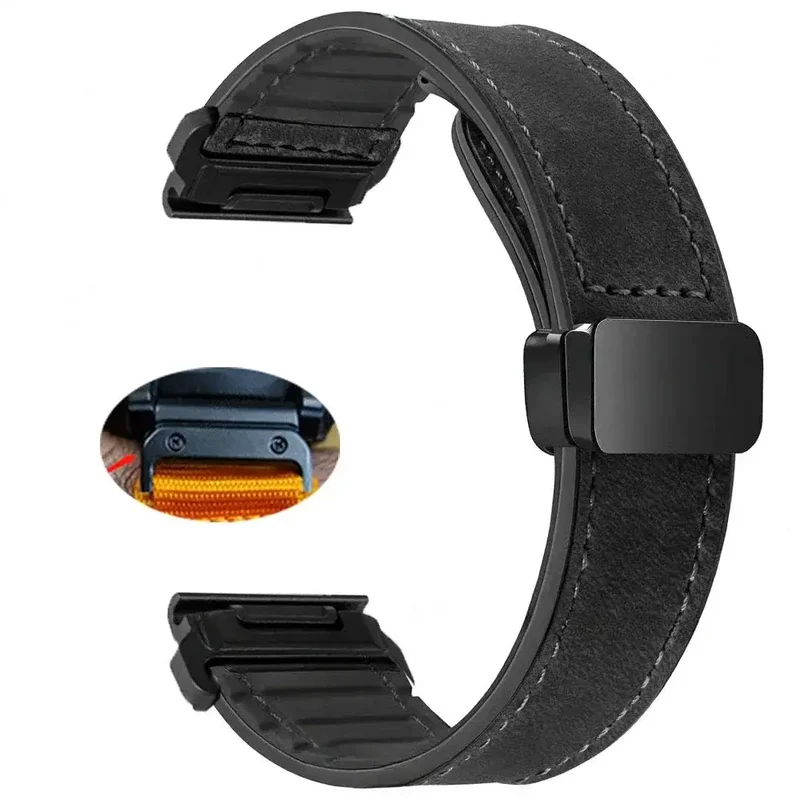 Leren Smartwatch Bandje met Magnetische Sluiting Snelwissel Systeem 20mm 22mm 26mm Polsband Universeel | Sansoti