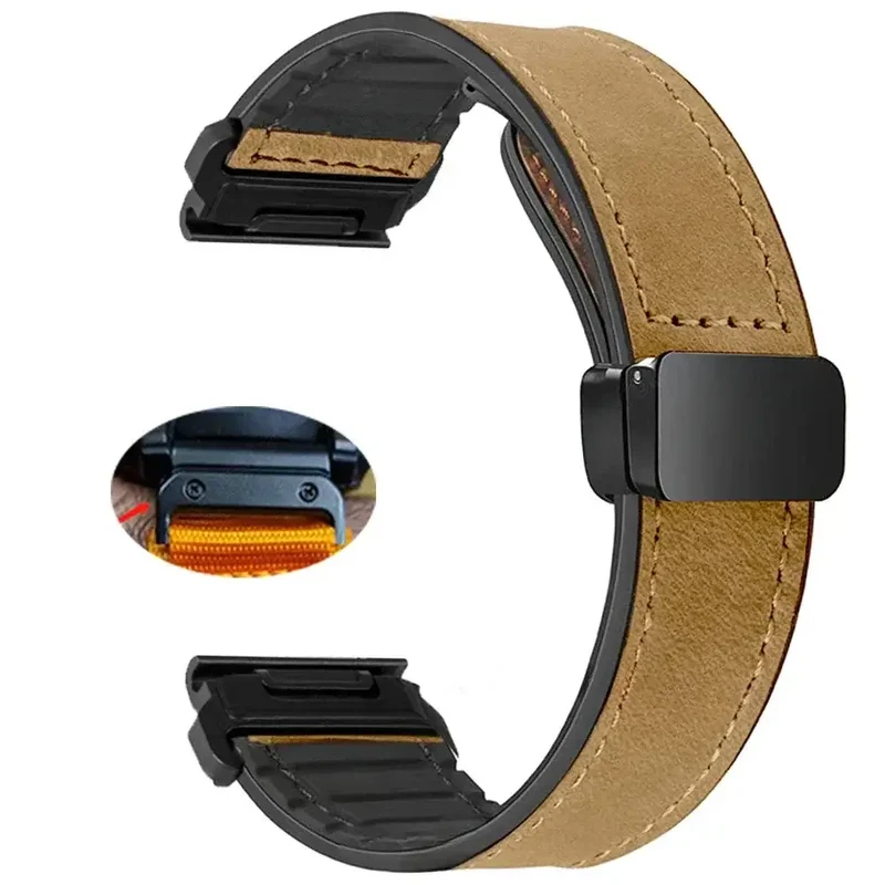Leren Smartwatch Bandje met Magnetische Sluiting Snelwissel Systeem 20mm 22mm 26mm Polsband Universeel | Sansoti