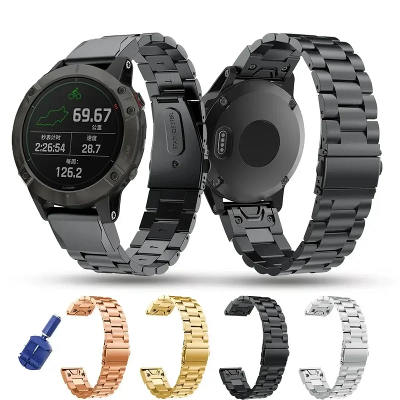 Roestvrijstalen Smartwatch Bandje met QuickFit Systeem 20mm 22mm 26mm Goud Zilver Zwart Polsband Horloge | Sansoti