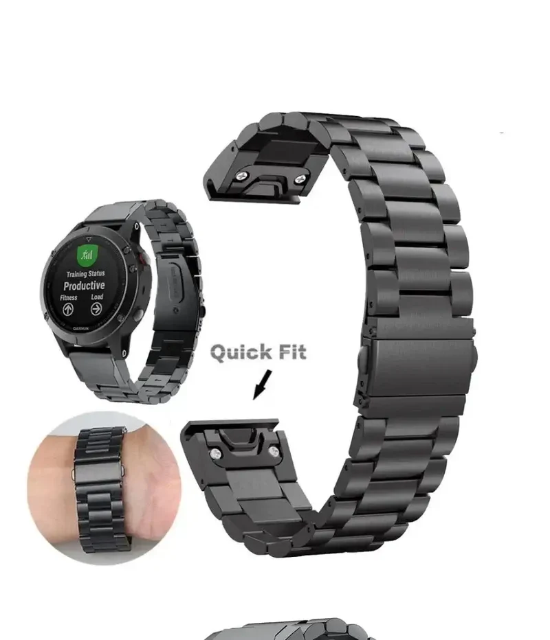 Roestvrijstalen Smartwatch Bandje met QuickFit Systeem 20mm 22mm 26mm Goud Zilver Zwart Polsband Horloge | Sansoti