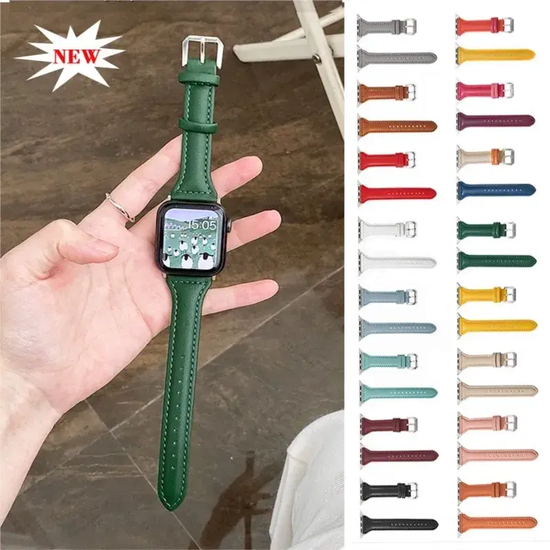 Leren Horlogebandje Smartwatch Universeel Verstelbaar 38-49mm Premium Lederen Polsband Sportief Design | Sansoti