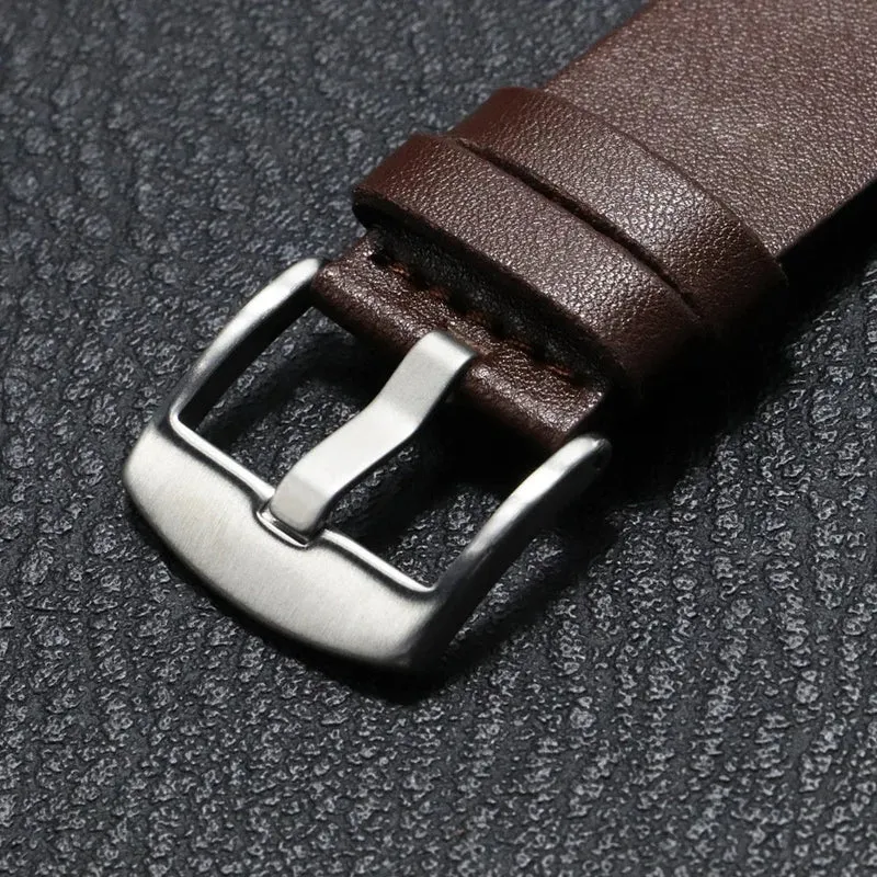 Leren Horlogeband met Snelsluiting 20mm 22mm 26mm Smartwatch Polsband Unisex Bruin Zwart Blauw Verstelbaar | Sansoti