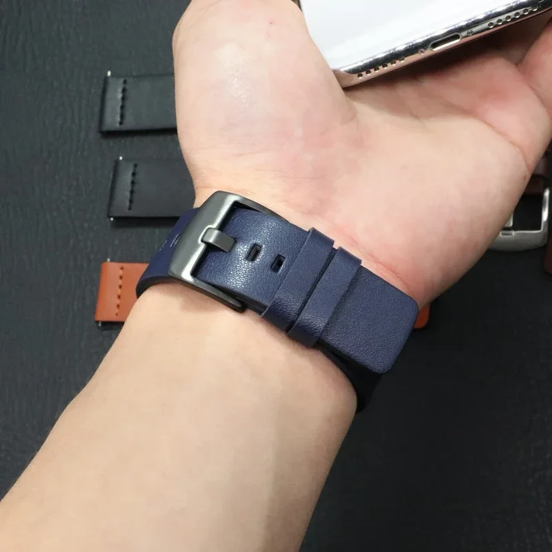 Leren Horlogeband met Snelsluiting 20mm 22mm 26mm Smartwatch Polsband Unisex Bruin Zwart Blauw Verstelbaar | Sansoti