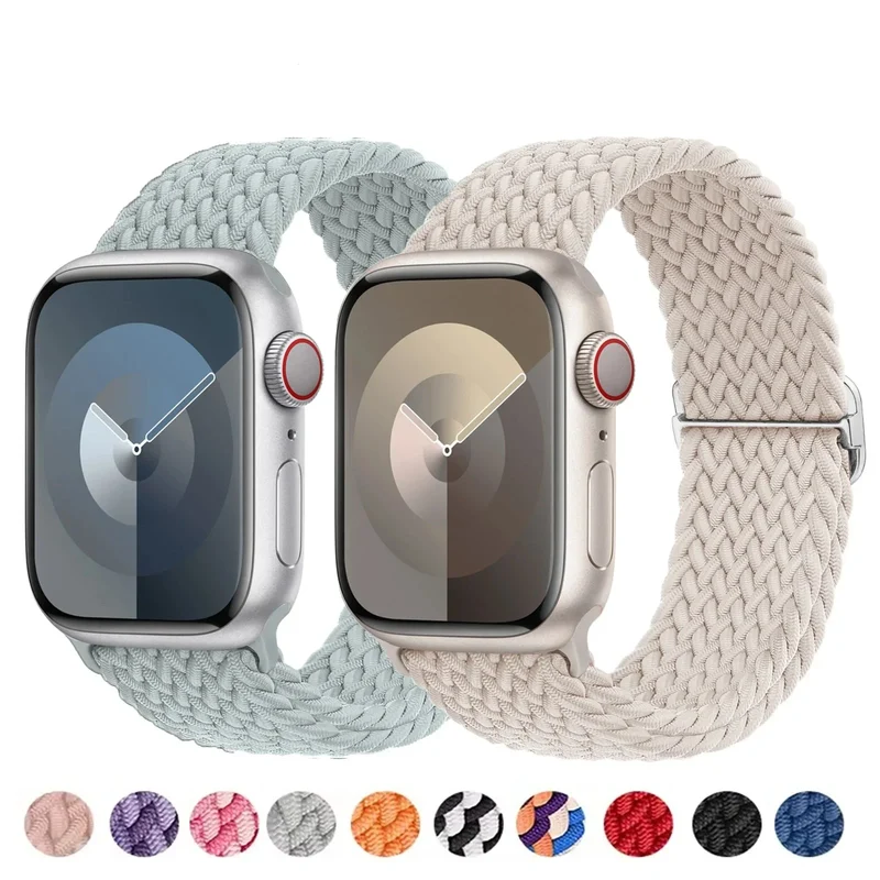 Elastische Gevlochten Smartwatch Bandje Nylon 38mm-49mm Verstelbaar Ademend Sportband voor Apple Watch | Sansoti