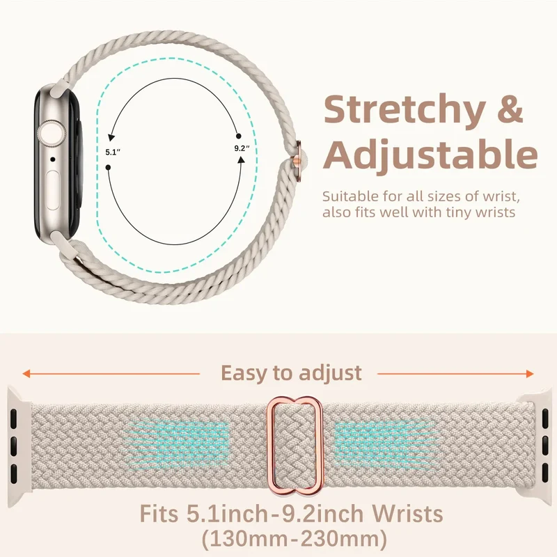 Elastische Gevlochten Smartwatch Bandje Nylon 38mm-49mm Verstelbaar Ademend Sportband voor Apple Watch | Sansoti