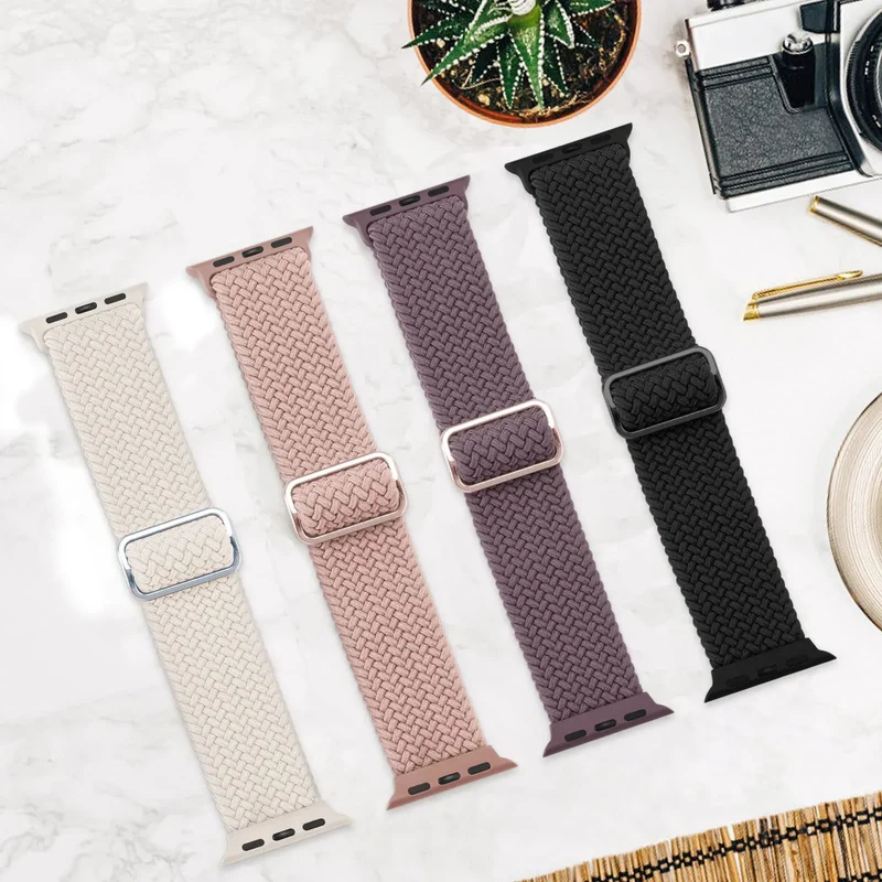 Elastische Gevlochten Smartwatch Bandje Nylon 38mm-49mm Verstelbaar Ademend Sportband voor Apple Watch | Sansoti