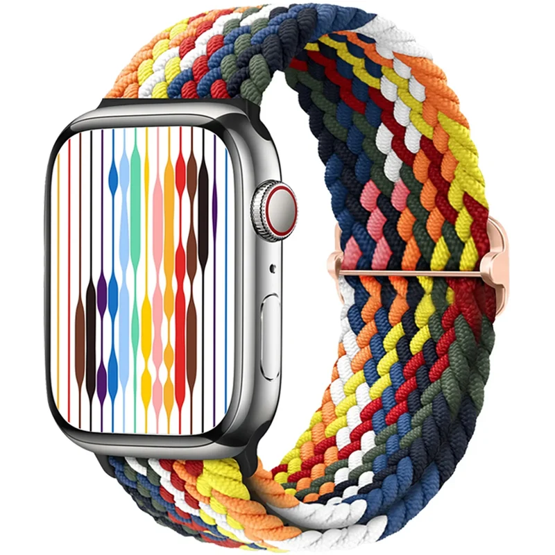 Elastische Gevlochten Smartwatch Bandje Nylon 38mm-49mm Verstelbaar Ademend Sportband voor Apple Watch | Sansoti