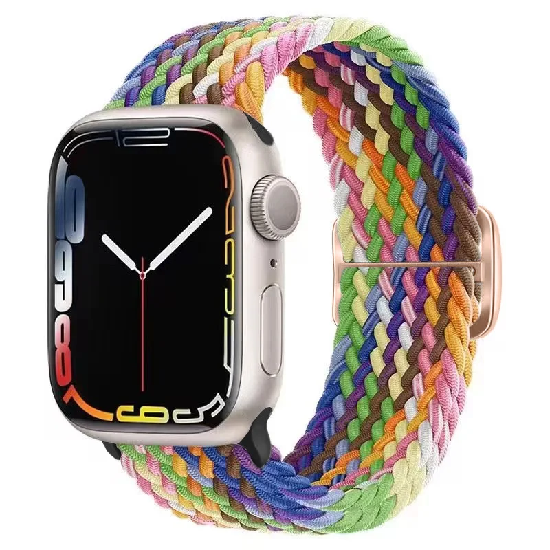 Elastische Gevlochten Smartwatch Bandje Nylon 38mm-49mm Verstelbaar Ademend Sportband voor Apple Watch | Sansoti