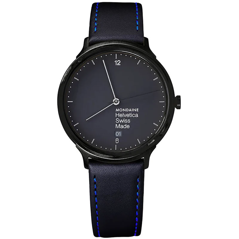 Mondaine Helvetica No1 Light MH1.L2222.LB Armbanduhr Schwarz • Saphirglas • Schweizer Quarzwerk