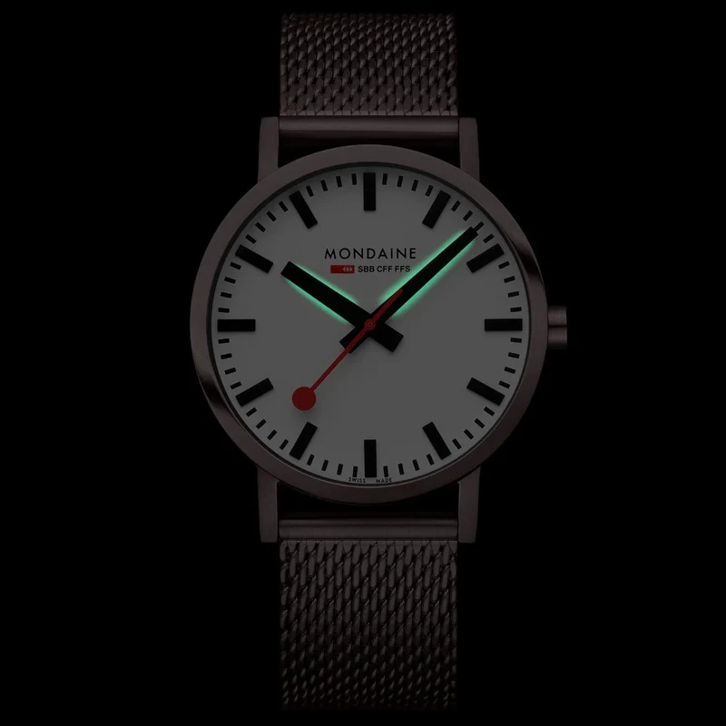 Mondaine Classic A660.30360.1BSBZ Herrenuhr Braun • Mineralglas mit BackLight • Swiss Made
