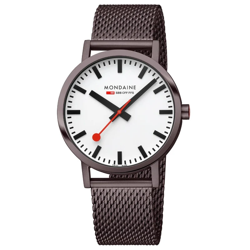 Mondaine Classic A660.30360.1BSBZ Herrenuhr Braun • Mineralglas mit BackLight • Swiss Made