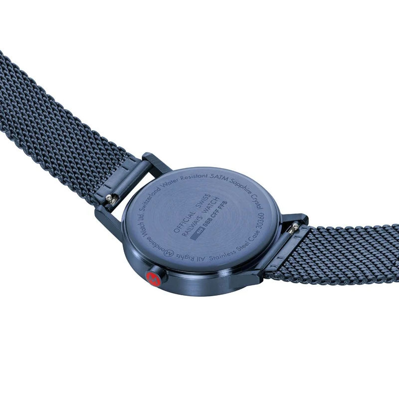 Mondaine Classic A660.30360.1BSBM Unisex Armbanduhr Blau • Gehärtetes Mineralglas • BackLight-Technologie