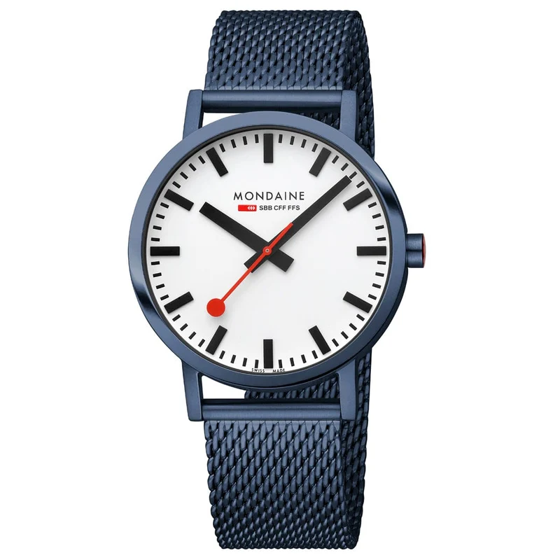 Mondaine Classic A660.30360.1BSBM Unisex Armbanduhr Blau • Gehärtetes Mineralglas • BackLight-Technologie