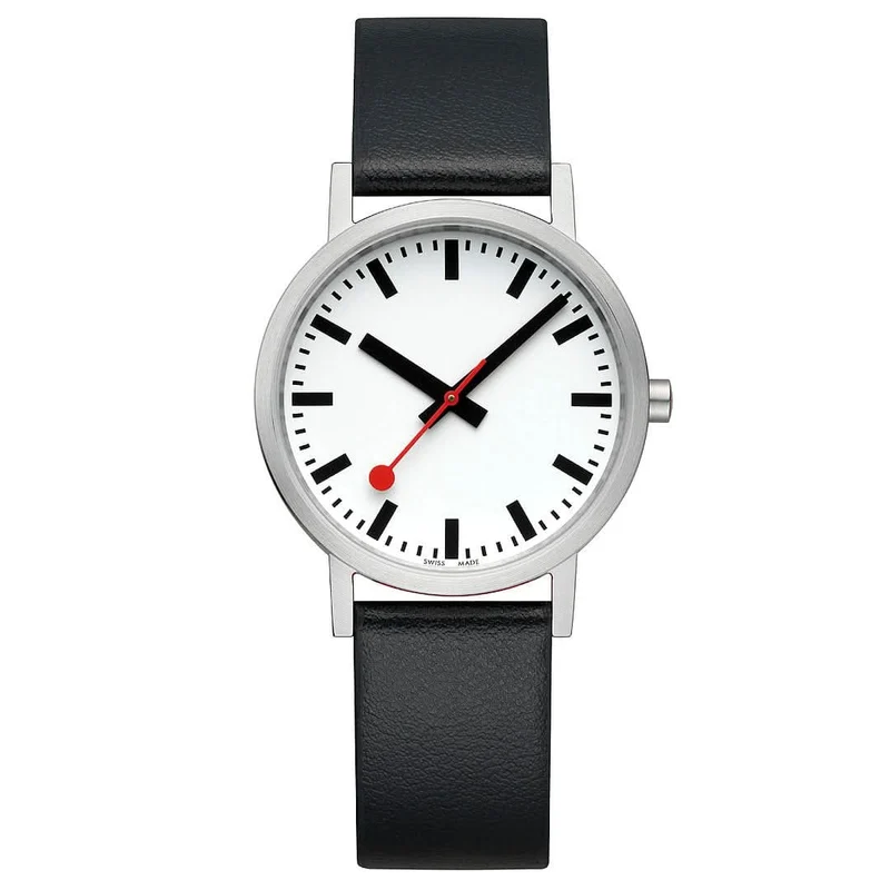 Mondaine Classic A660.30360.16OMV Herrenuhr Schwarz • Veganes Traubenleder • Schweizer Quarzwerk