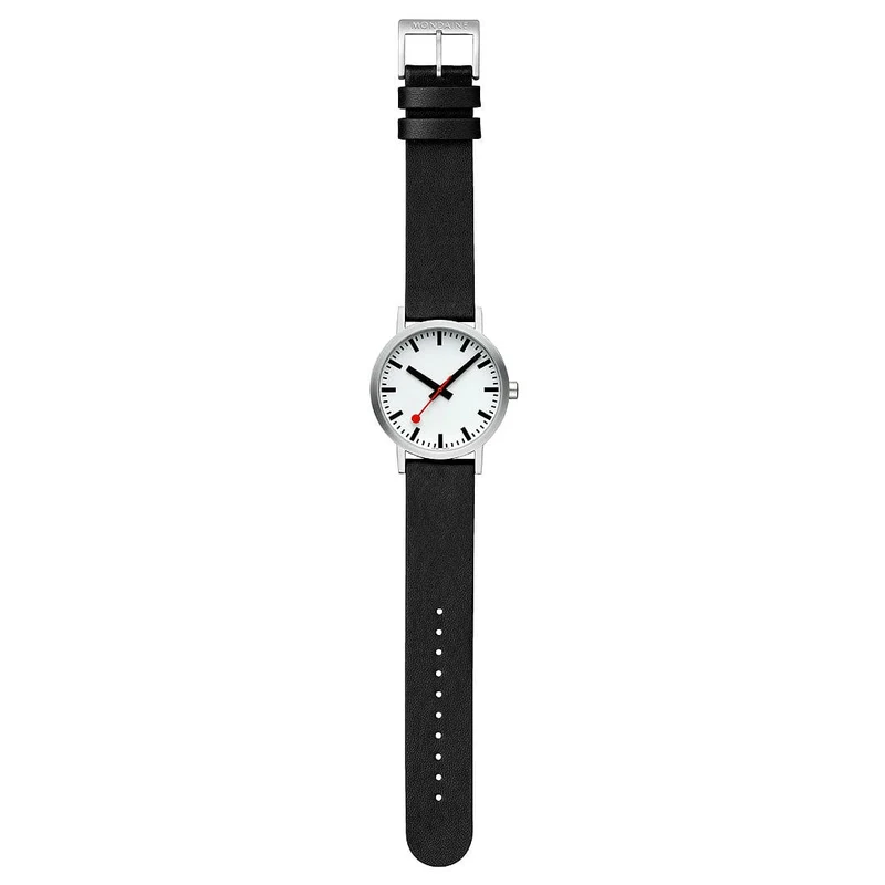 Mondaine Classic A660.30360.16OMV Herrenuhr Schwarz • Veganes Traubenleder • Schweizer Quarzwerk