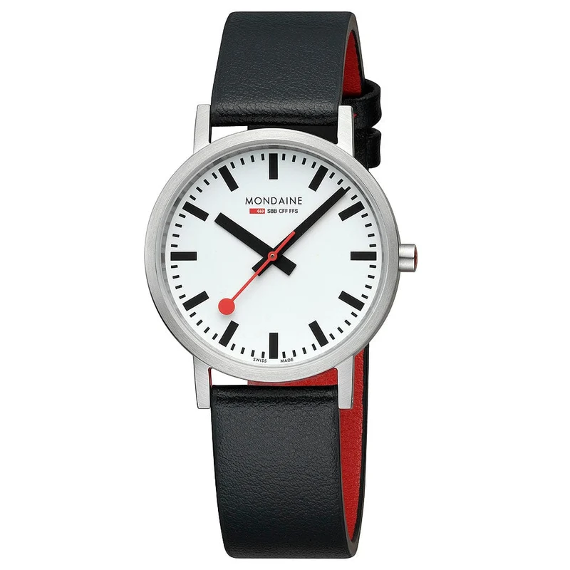 Mondaine Classic A660.30314.16SBBV Damen Armbanduhr Schwarz • Veganes Traubenleder • Schweizer Quarzwerk