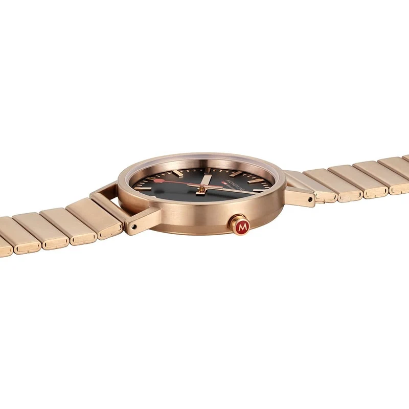 Mondaine Classic A660.30314.16SBR Damenuhr Schwarz/Roségold • Schweizer Quarzwerk • Schnellwechselsystem