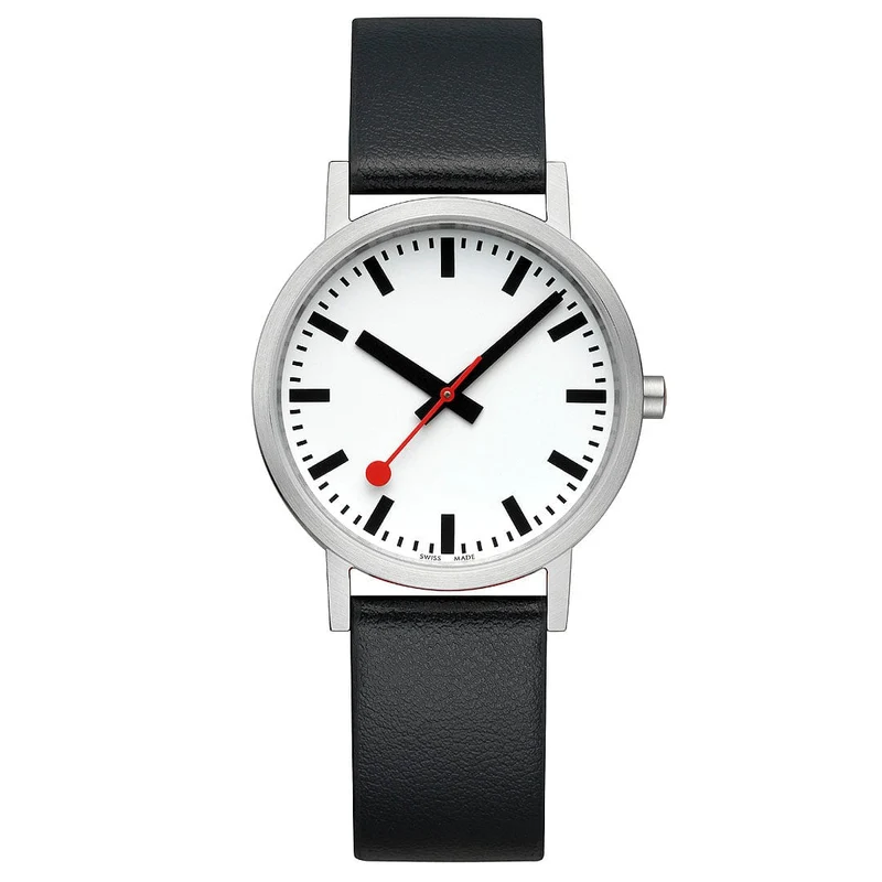 Mondaine Classic A660.30314.16OMV Damenuhr Schwarz • Veganes Traubenleder • Schweizer Quarzwerk