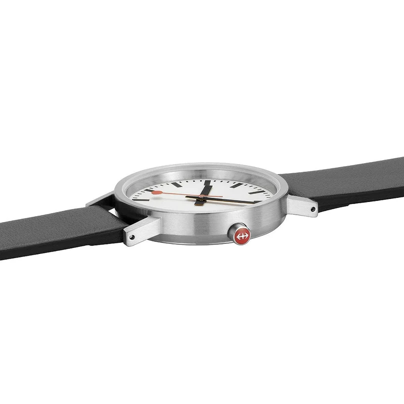 Mondaine Classic A660.30314.16OMV Damenuhr Schwarz • Veganes Traubenleder • Schweizer Quarzwerk
