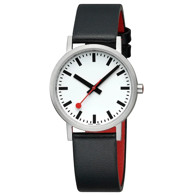 Mondaine Classic A660.30314.16OMV Damenuhr Schwarz • Veganes Traubenleder • Schweizer Quarzwerk