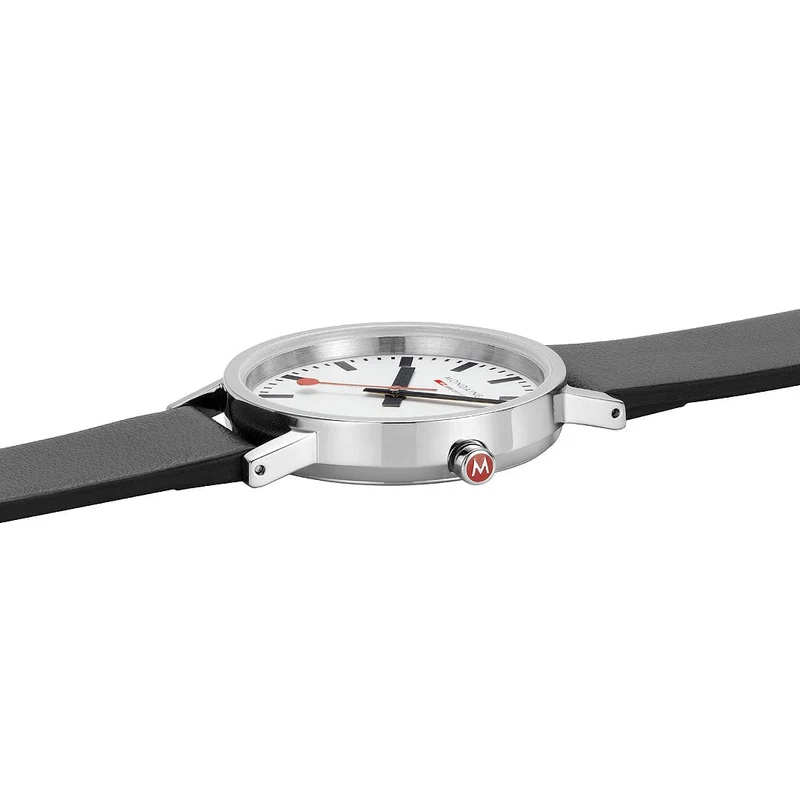 Mondaine Classic A660.30314.11SBBV Damen Armbanduhr Schwarz • Veganes Traubenlederarmband • Swiss Made