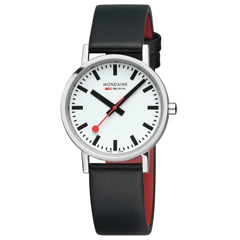 Mondaine Classic A660.30314.11SBBV Damen Armbanduhr Schwarz • Veganes Traubenlederarmband • Swiss Made