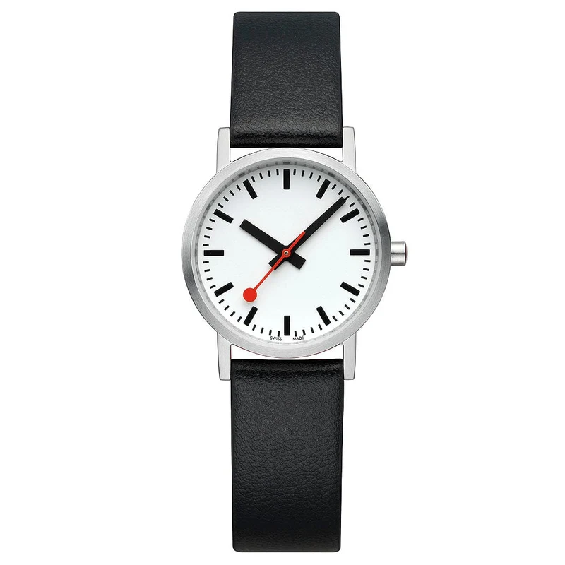 Mondaine Classic A658.30323.16OMV Damen Armbanduhr Schwarz • Veganes Traubenleder • Swiss Made