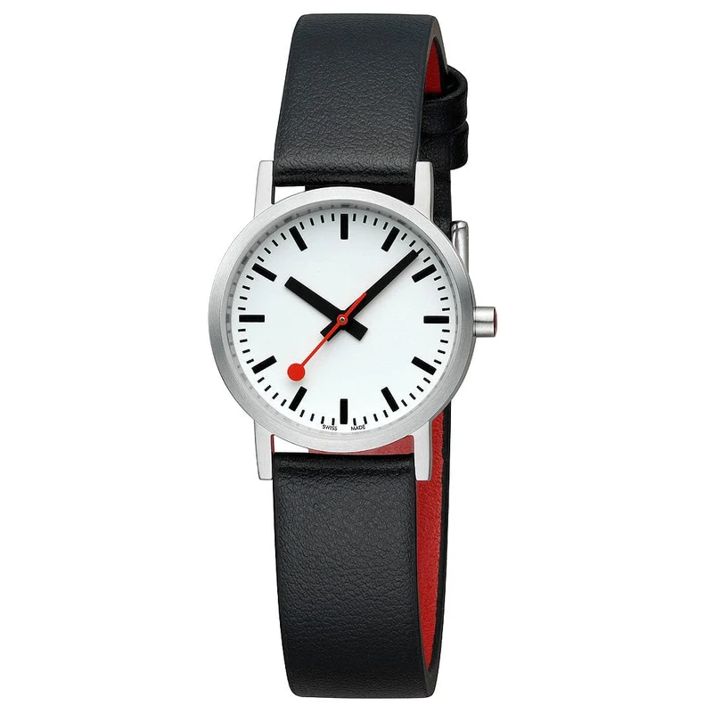 Mondaine Classic A658.30323.16OMV Damen Armbanduhr Schwarz • Veganes Traubenleder • Swiss Made