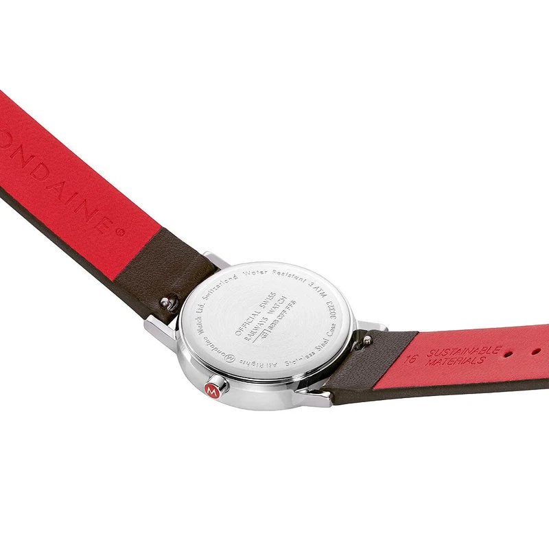 Mondaine Classic A658.30323.11SBGV Damen Armbanduhr Braun • Veganes Traubenleder • Schweizer Quarzwerk
