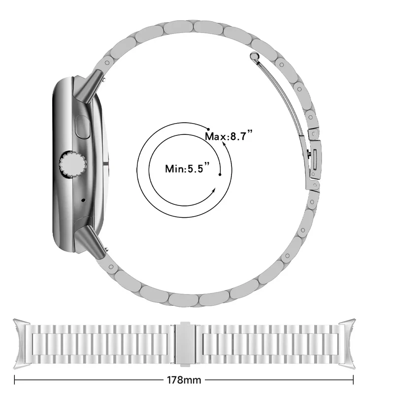 Smartwatch Armband Roestvrij Staal met Verstelbare Schakels voor 41mm en 45mm Horloges Elegante Stijl | Sansoti
