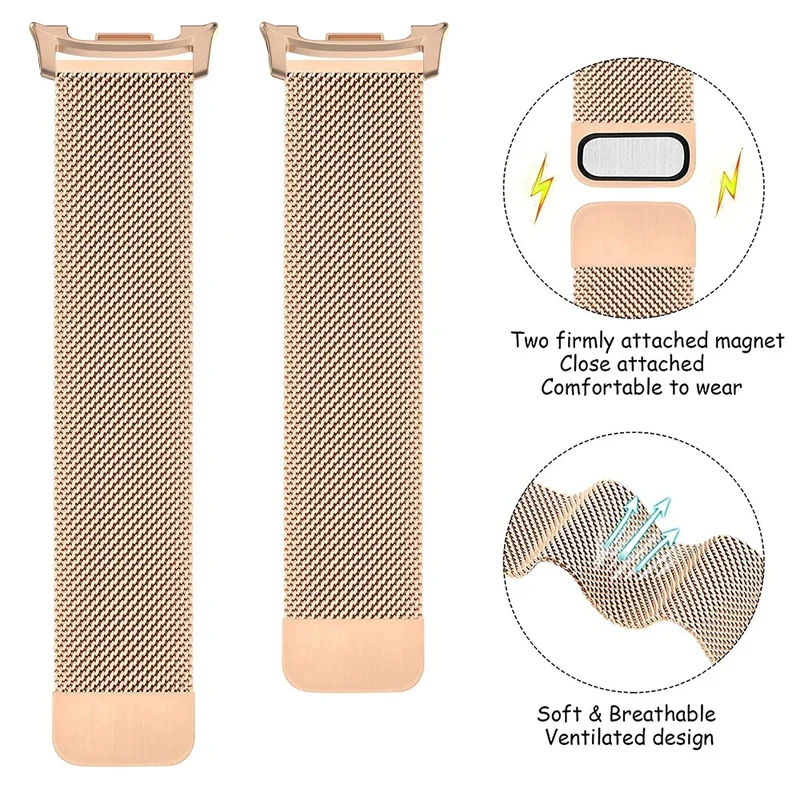 Milanese Mesh Horlogeband Magnetisch Roestvrij Staal Smartwatch Verstelbaar Ademend Polsband Universeel | Sansoti